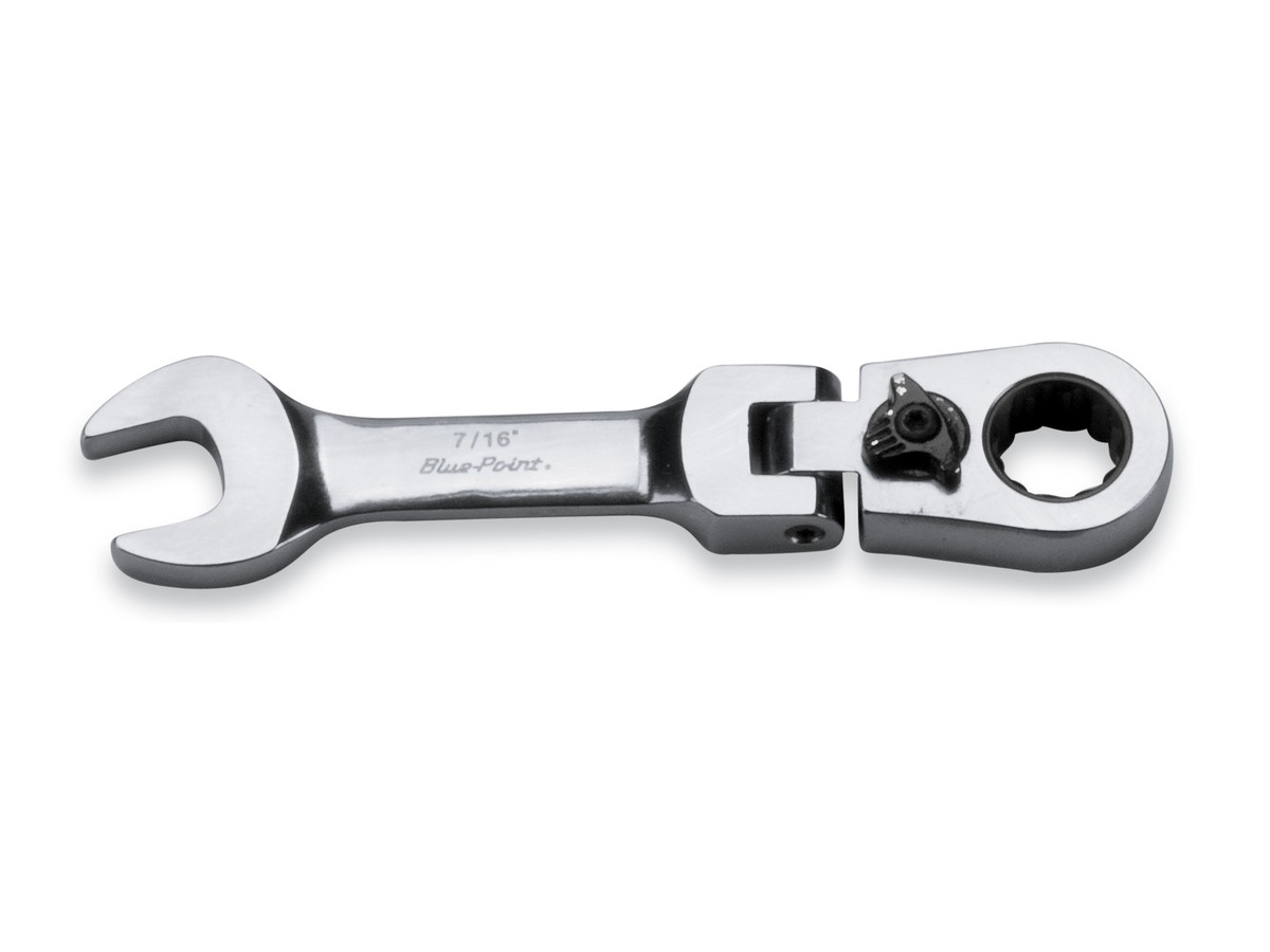 Clé à cliquet à extrémité ouverte courte 7/16" tête flexible