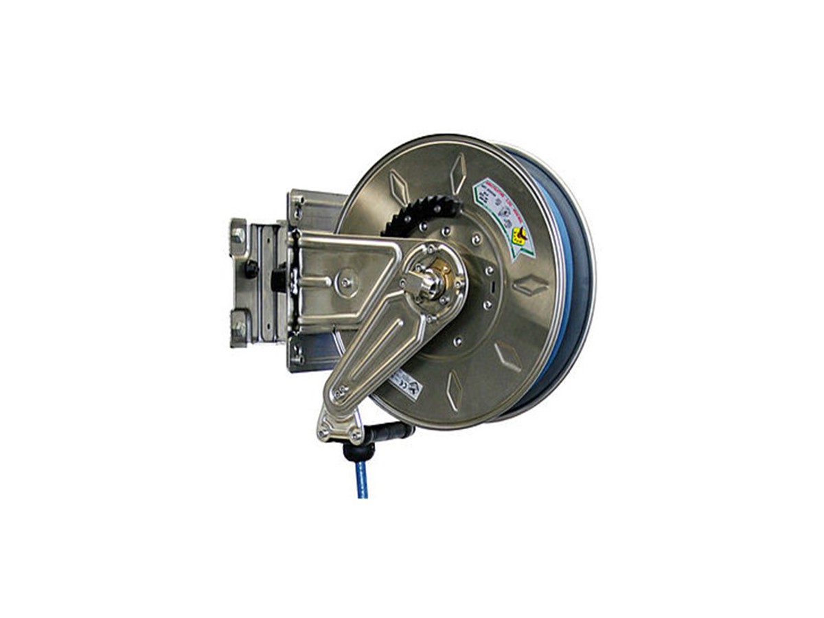 Enrouleur de flexible automatique INOX avec flexible HP 15 m DN8 3/8" M