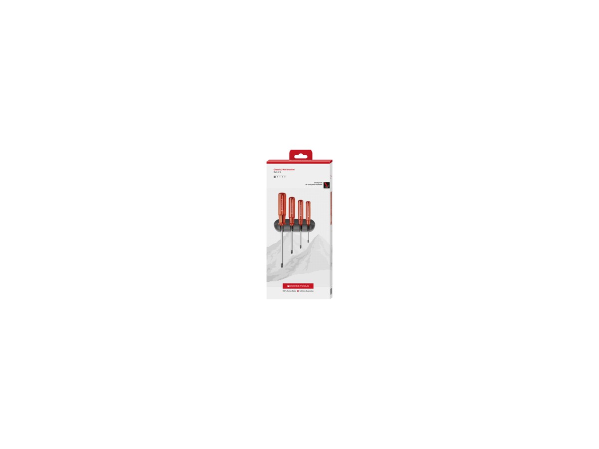 PB Classic Schraubenzieher, Set mit Wandhalter (Philips 0-3)