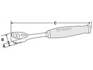 Ratsche lang 3/8" mit Griff grün