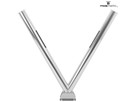 Support en V pour 2 lances, fixation au sol avec raccord de fuite