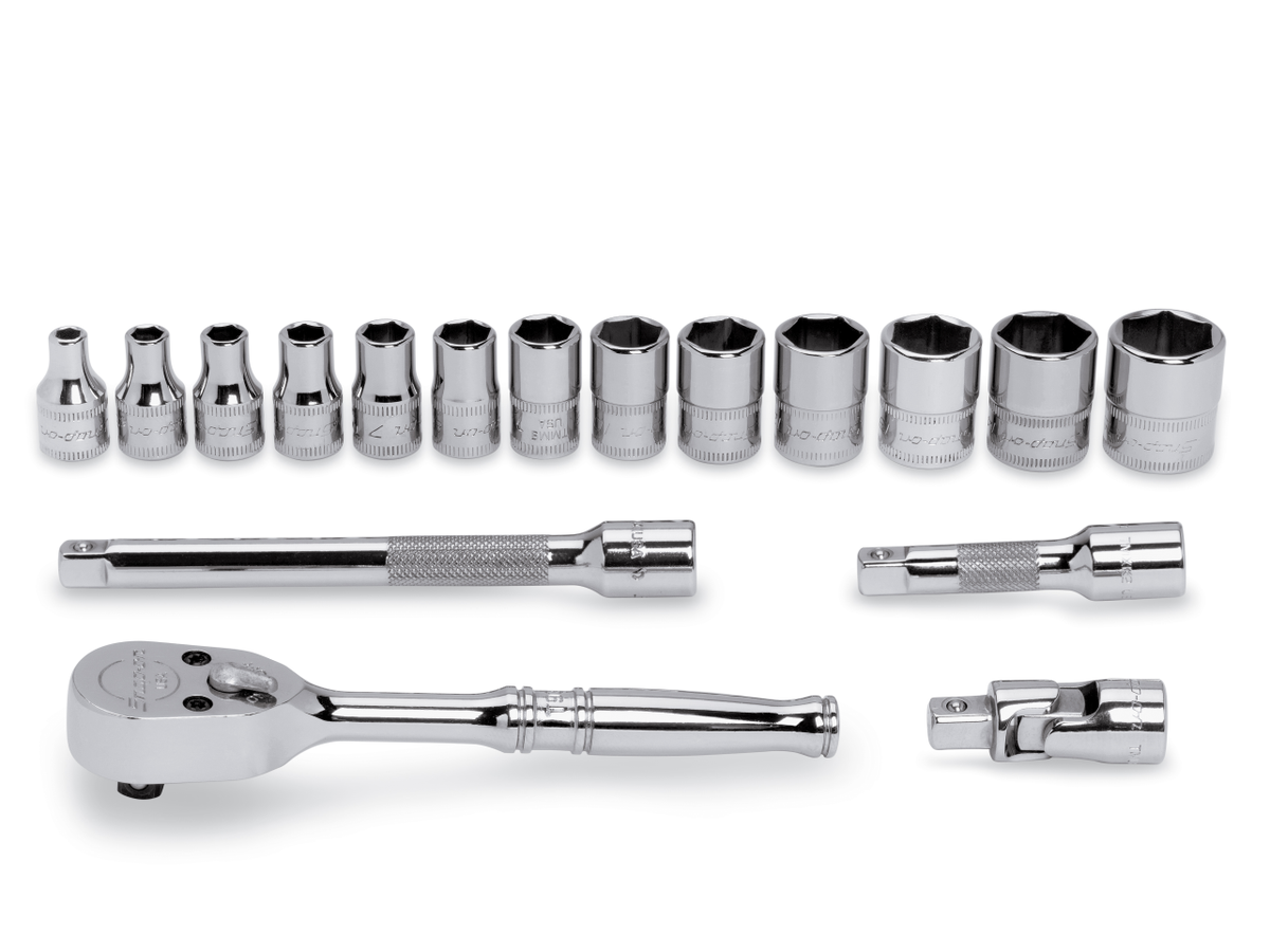 Coffret de douilles à emmanchement métrique hexagonal 1/4", 17 pièces