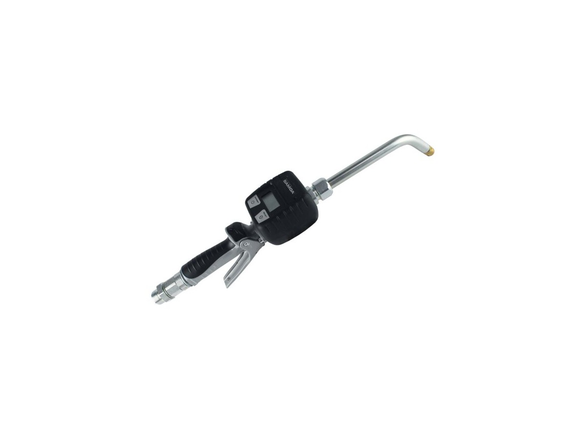 Füllpistole mit Elektronik-Zähler G 1/2″i, Auslauf für Motorenöl, starr – 60° abgewinkelt